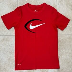 Nike Football Logo T-Shirt
Size: Youth Small
Color: Red/Black/White